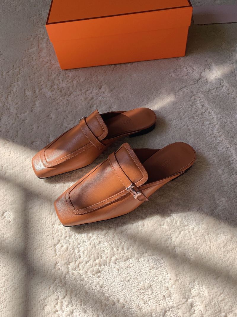 Мюли женские кожаные коричневые Hermès