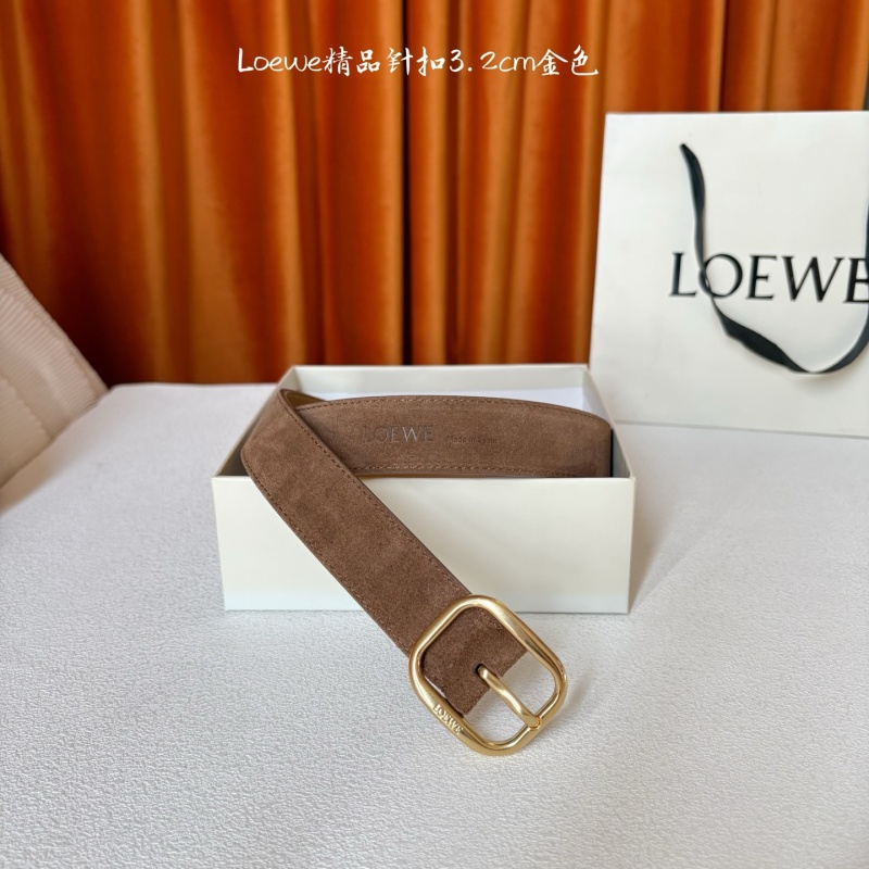 Женский кожаный ремень Loewe с прямоугольным золотым пряжкой