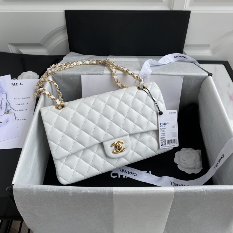 Женская сумка через плечо белая, стеганый дизайн, цепочка Chanel