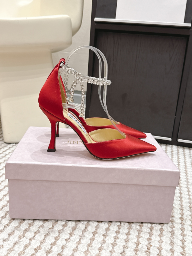 Женские туфли с ремешком на лодыжке и декором, красный Jimmy Choo