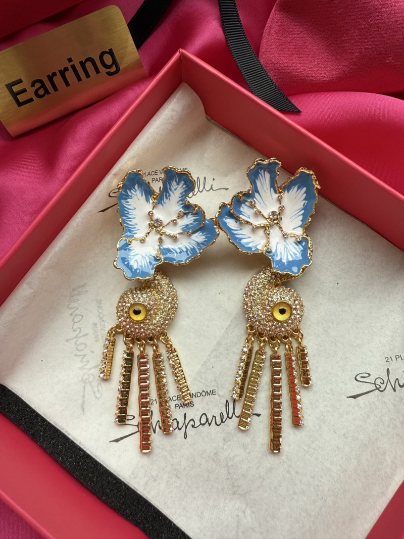 Серьги с цветочным узором и кисточками Schiaparelli