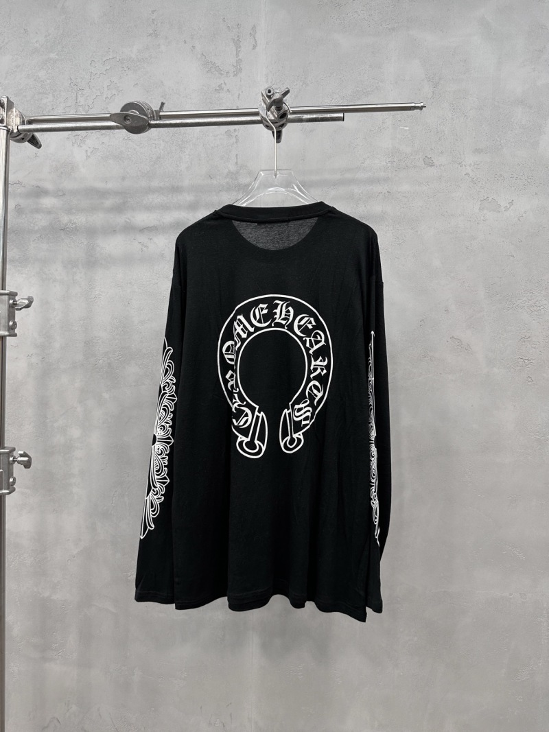 Футболка женская черная с принтом на рукавах Chrome Hearts