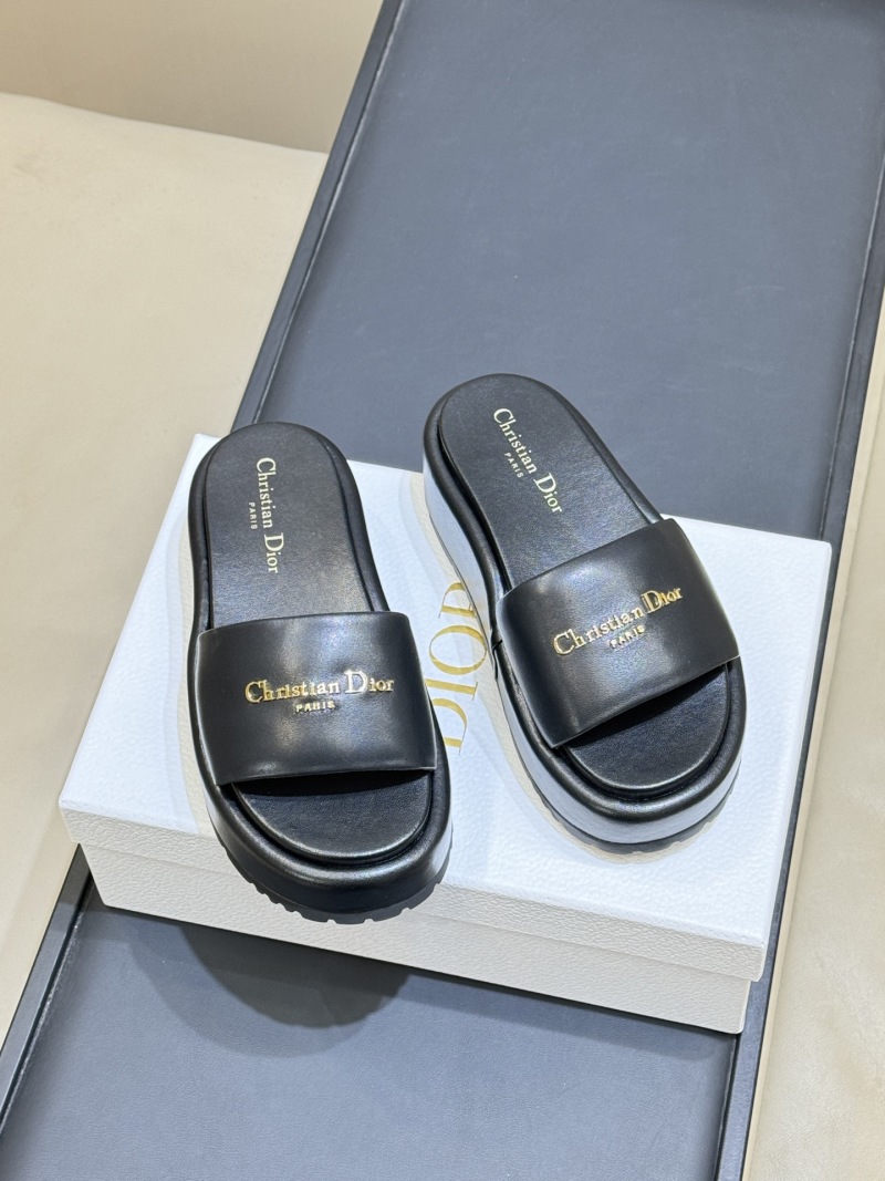 Черные платформенные шлепанцы Christian Dior
