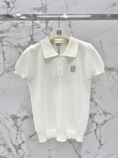 Женская вязаная футболка с воротником Polo от Loewe