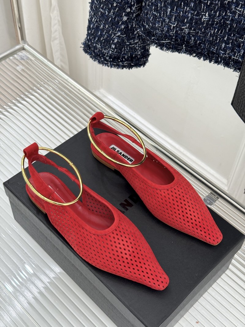 Женские красные балетки с металлическим декором Jil Sander