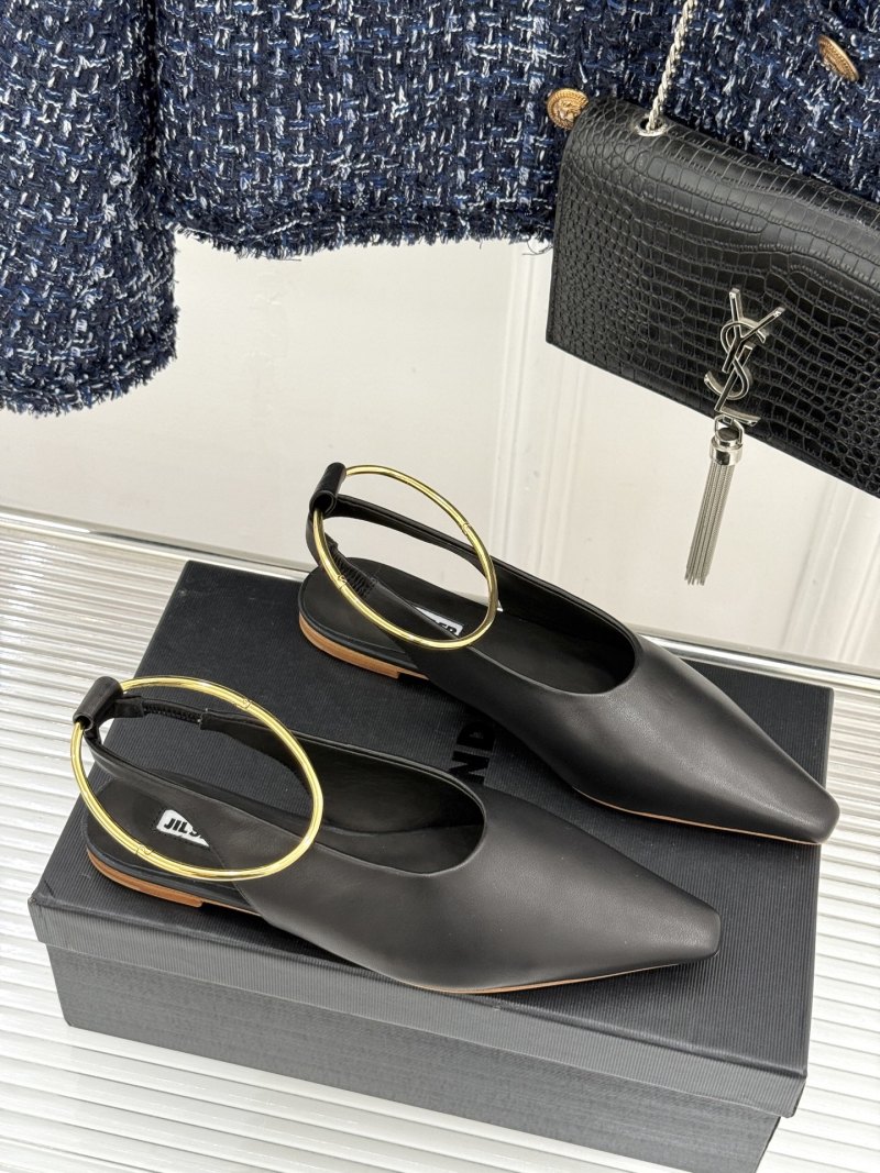 Балетки с металлическим кольцом на пятке, чёрный Jil Sander