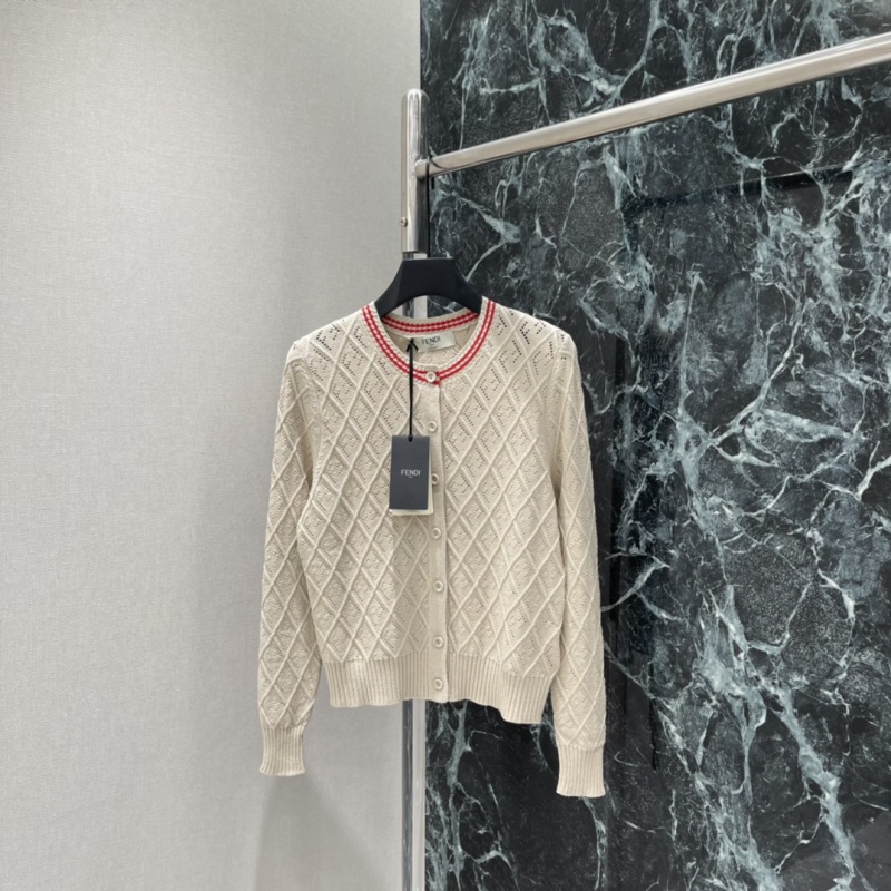 Кардиган FENDI женский ажурный бежевый