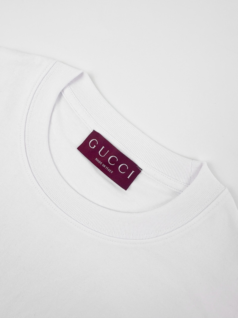 Мужская белая футболка с желтым логотипом Gucci