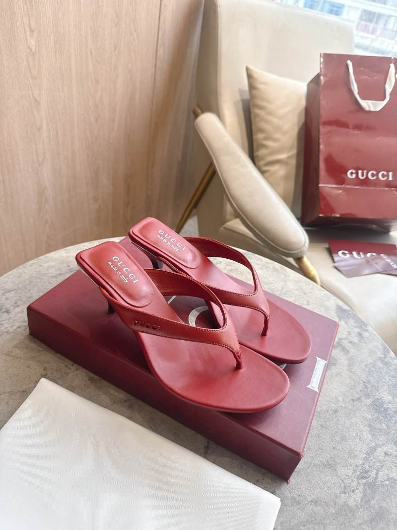 Женские кожаные шлепанцы на среднем каблуке Gucci