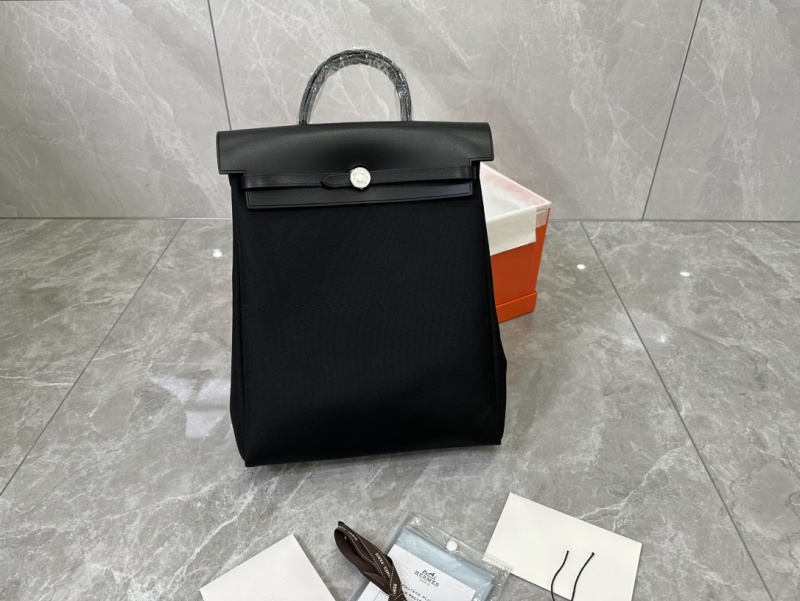 Рюкзак Herbag черный из кожи и ткани Hermès