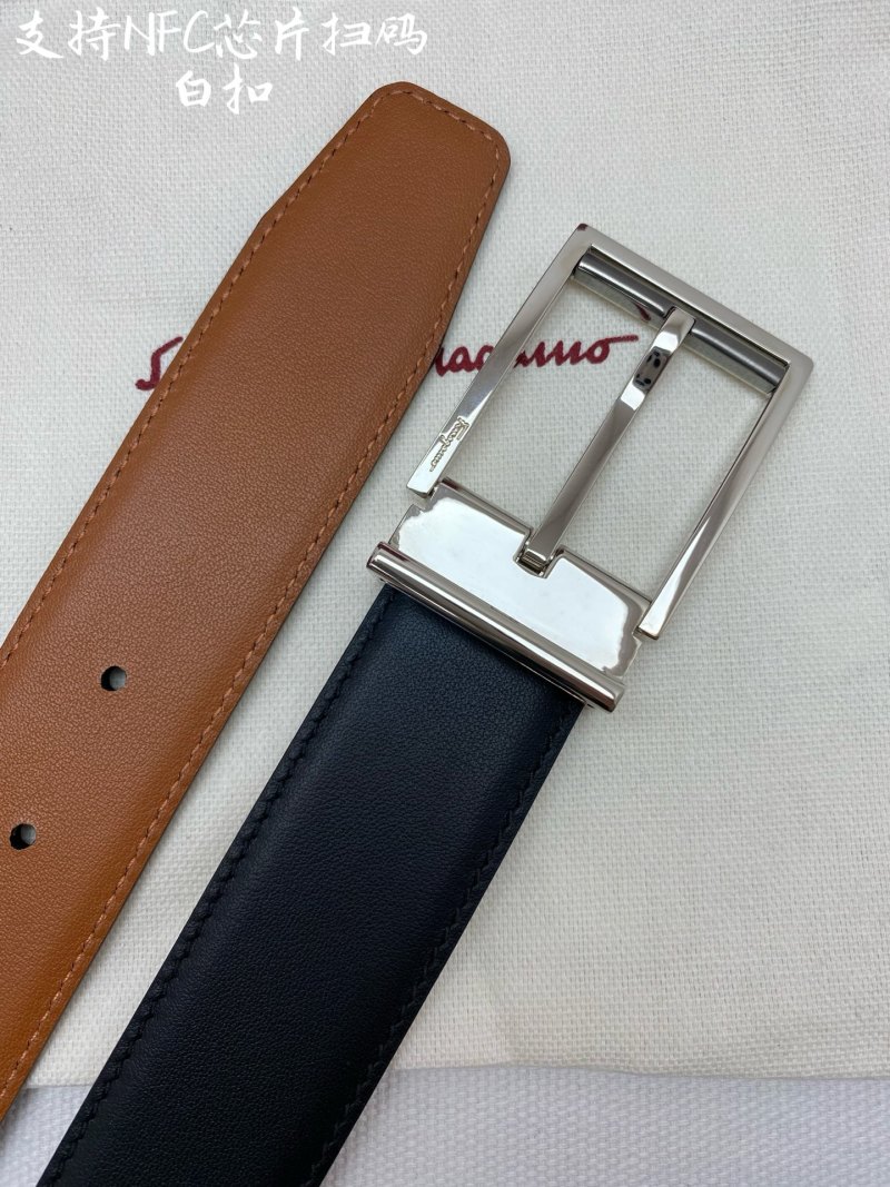 Двусторонний кожаный ремень, черный/бежевый Ferragamo