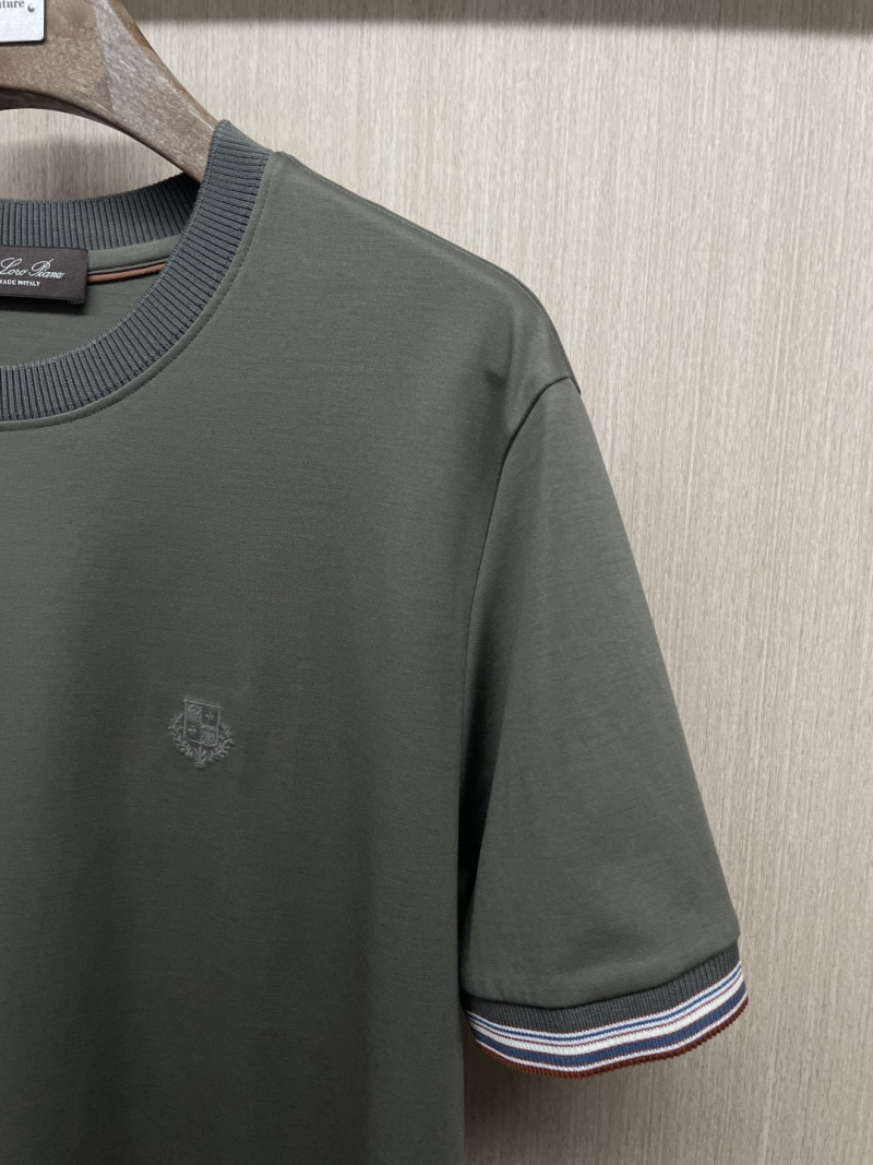 Мужская футболка Loro Piana из микса модала и хлопка с контрастными манжетами