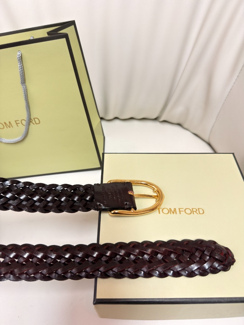 Ремень Tom Ford плетеный коричневый