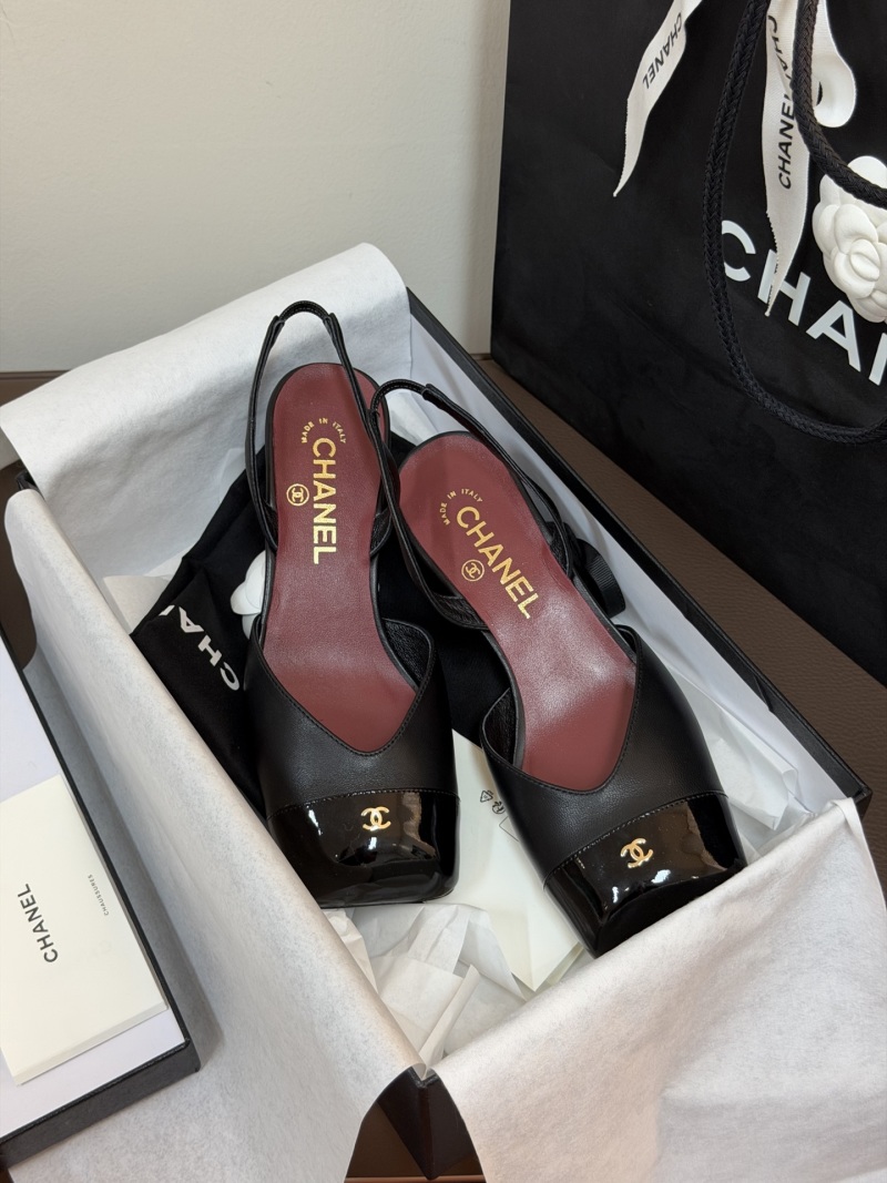 Женские туфли Chanel, квадратный носок, кожаные