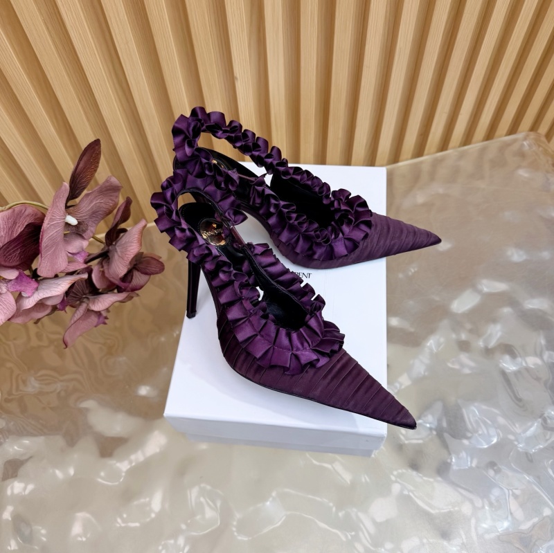 Женские туфли на каблуке с оборками Saint Laurent