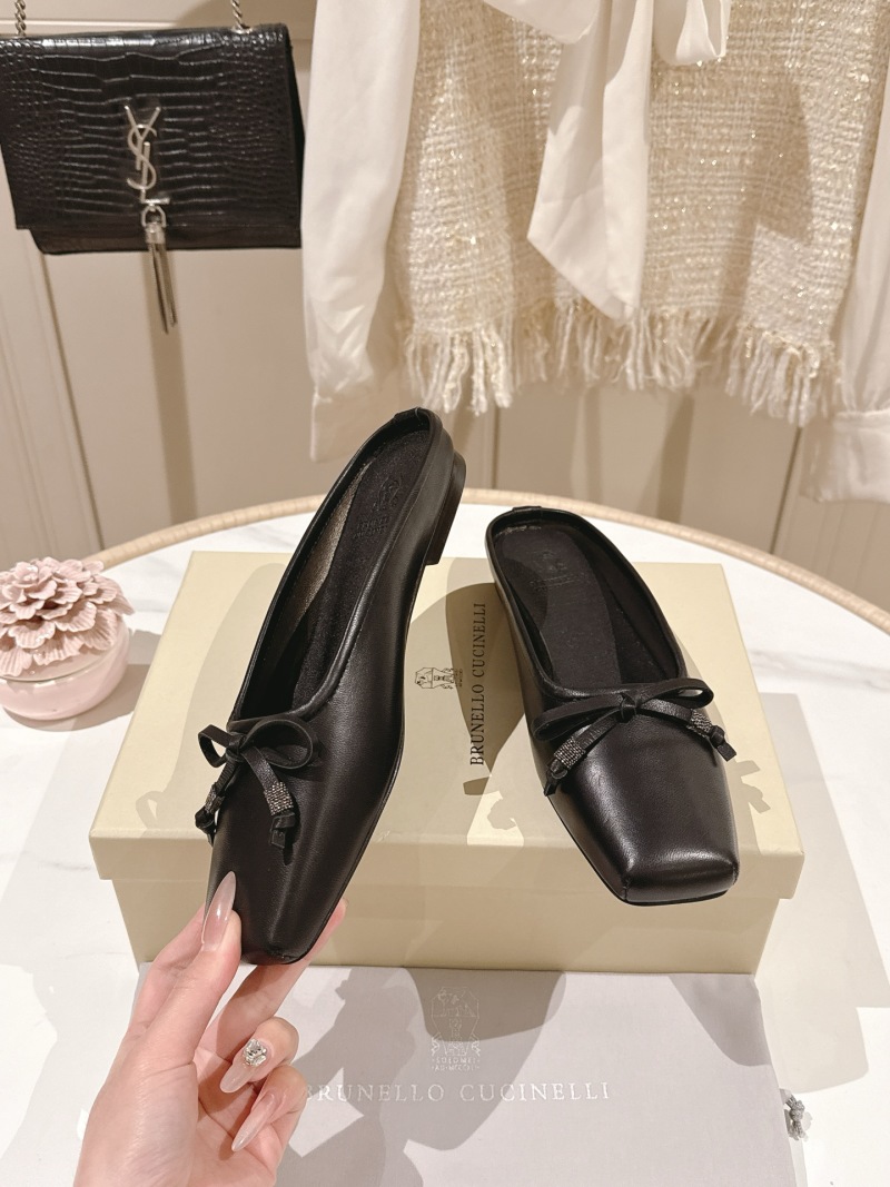 Черные женские лоферы с бантом Brunello Cucinelli
