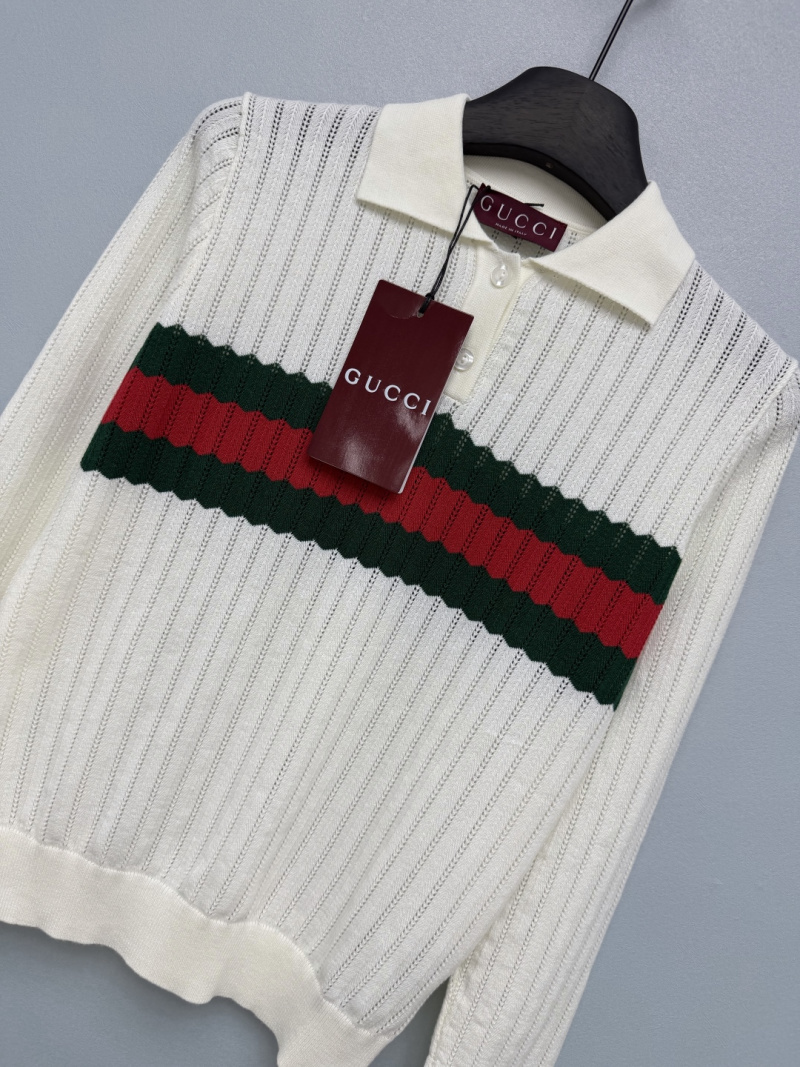 Кашемировый пуловер Gucci с красно-зелёной полосой