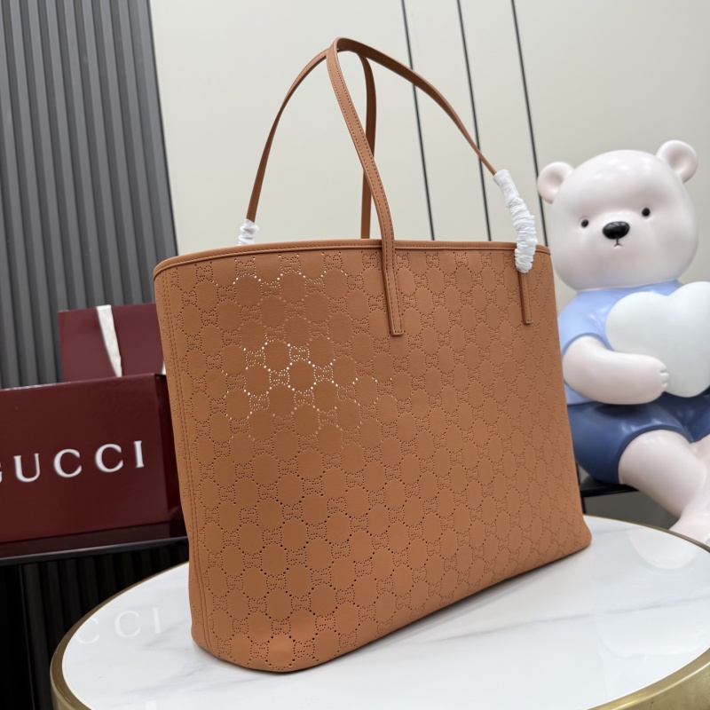 Сумка-тоут Gucci коричневая с перфорацией