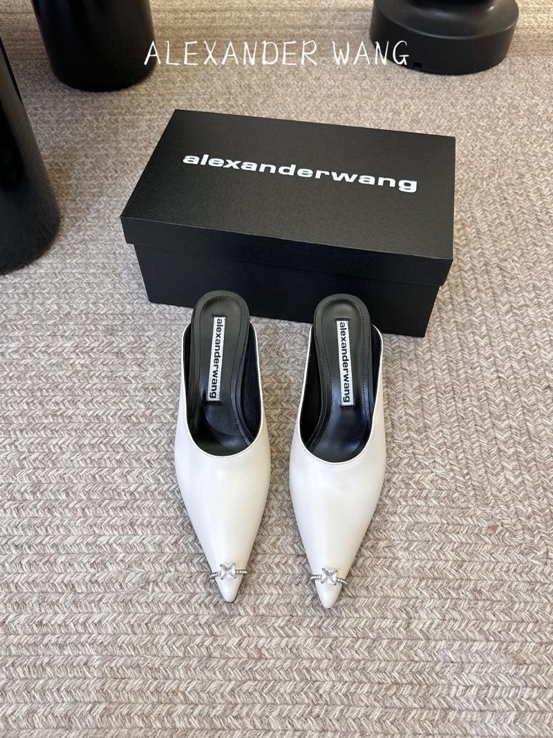 Мюли женские Alexander Wang белые с камнем