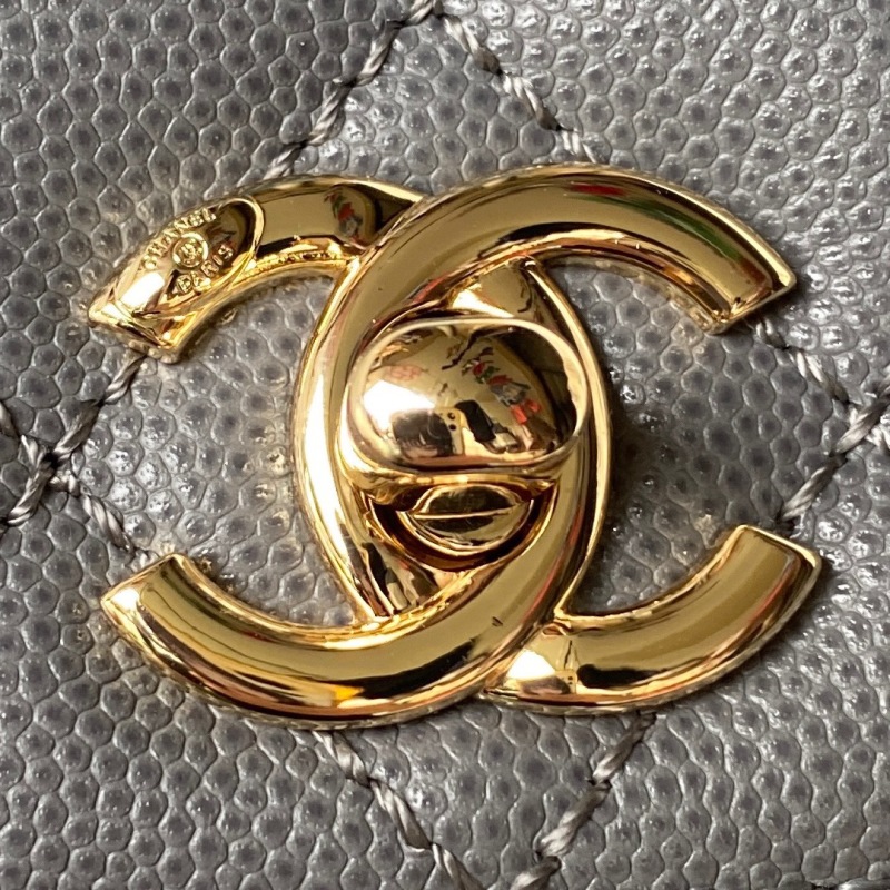 Мини-сумка Chanel с ручками и цепочкой, серый