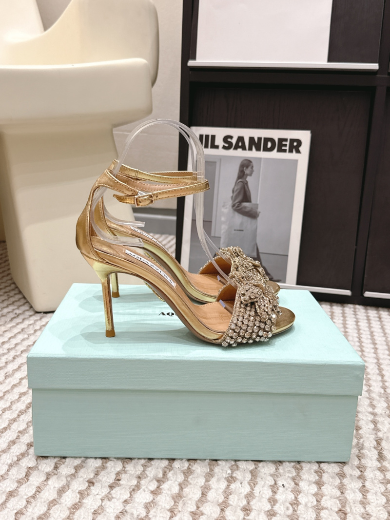 Женские босоножки Aquazzura с кристаллами на шпильке