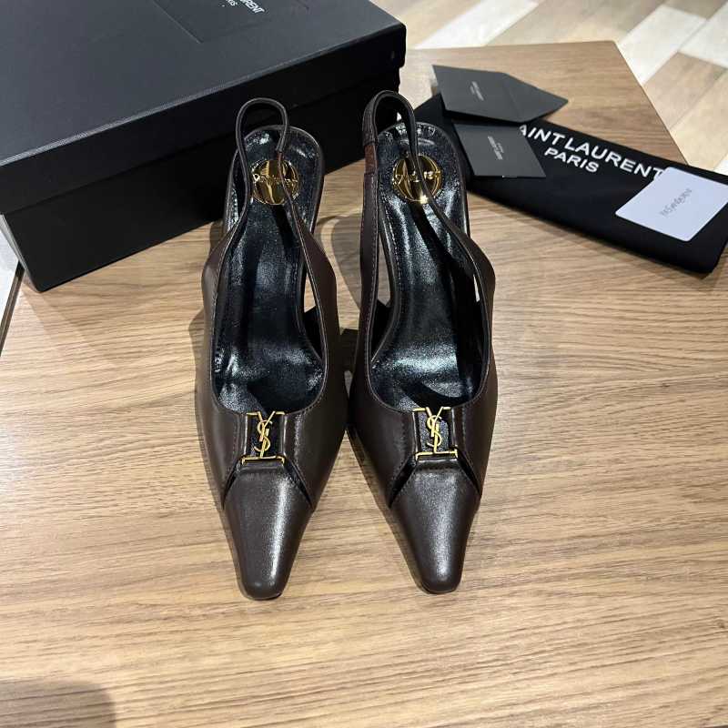 Женские туфли Saint Laurent YSL на высоком каблуке с металлической фурнитурой
