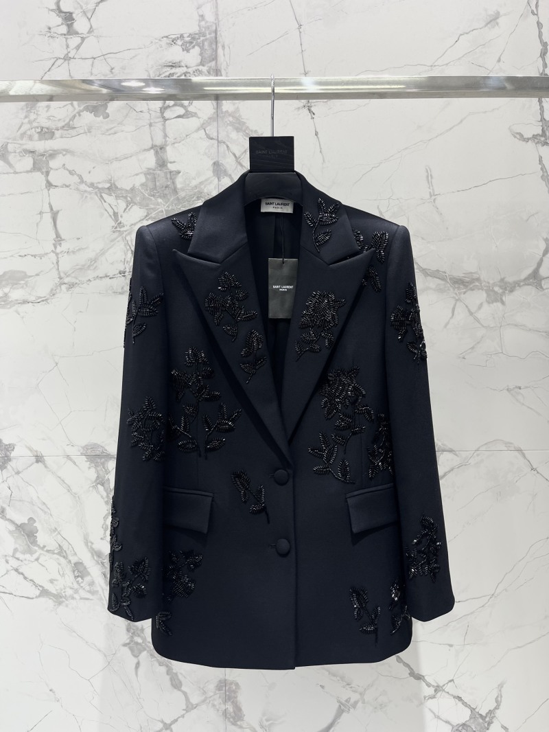 Женский пиджак Saint Laurent с декоративной вышивкой