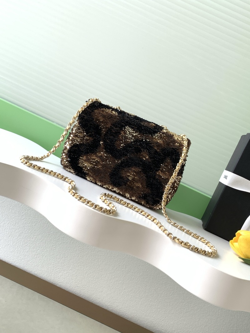 Женская сумка через плечо с люрексом и цепочкой Chanel