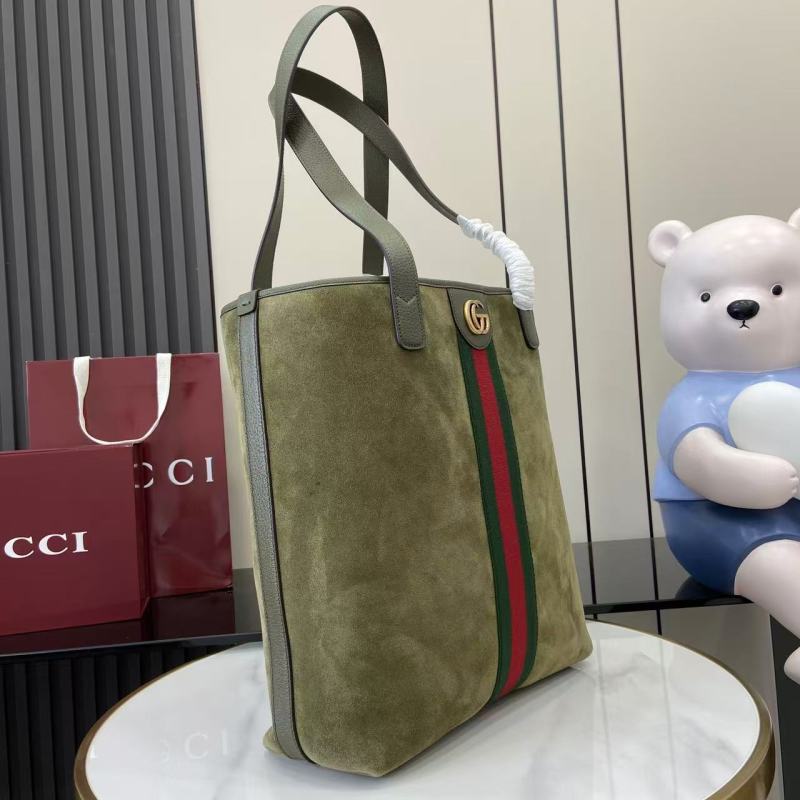 Сумка-тоут Gucci из замши с полосой