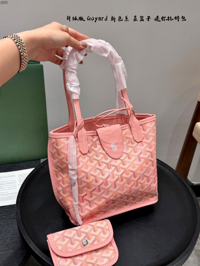 Мини-сумка с принтом и двумя ручками, розовая, в комплекте чехол Goyard