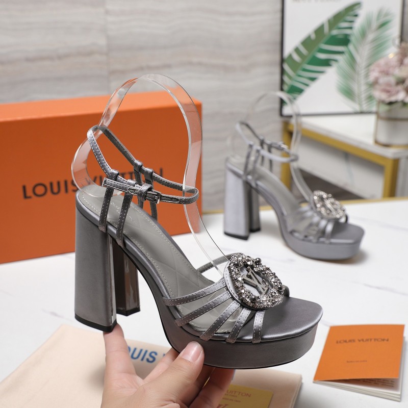 Женские босоножки на высокой платформе со стразами Louis Vuitton