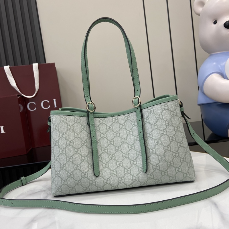 Сумка Gucci с монограммой и зелеными вставками
