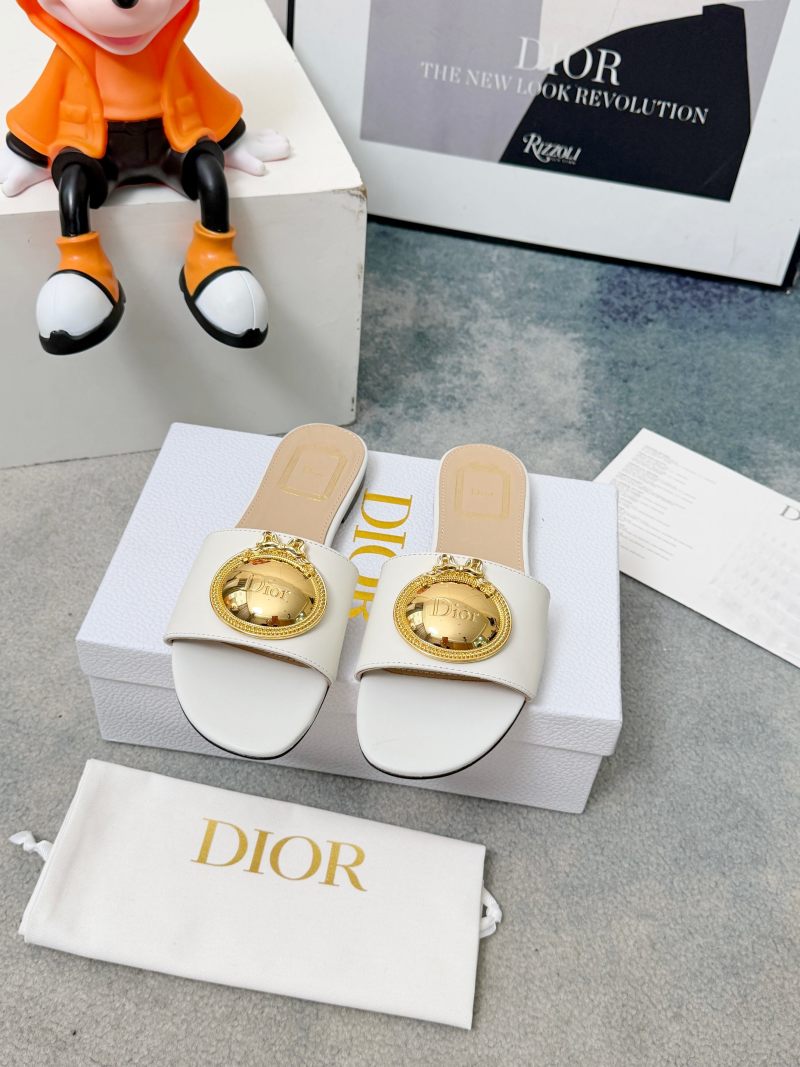 Женские мюли Dior с золотой отделкой