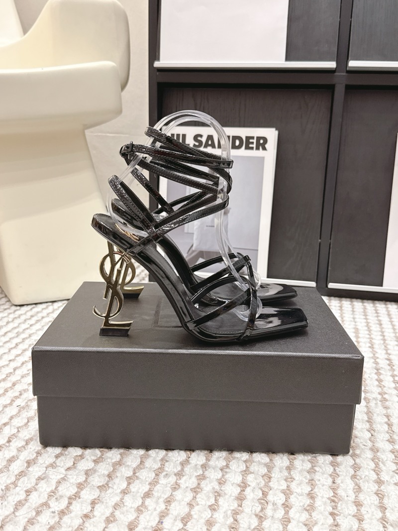 Женские туфли на шпильке с прозрачным каблуком и ремешками Saint Laurent