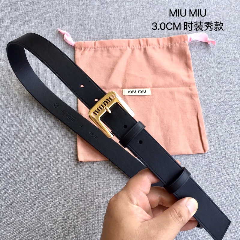 Женский ремень Miu Miu, ширина 3.0 см