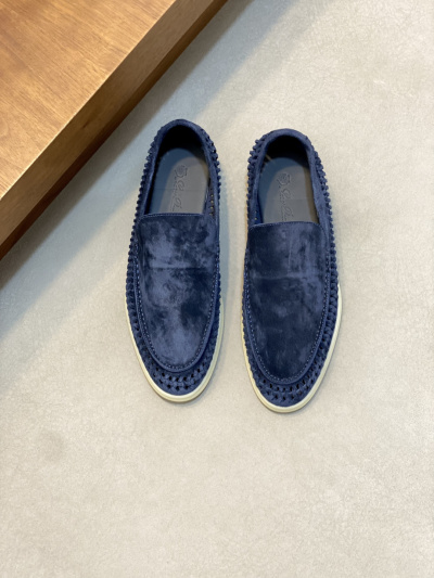 Мужские замшевые мокасины Loro Piana с плетеным верхом