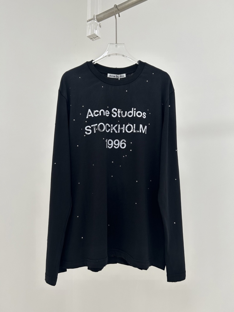 Футболка Acne Studios со стразами и принтом