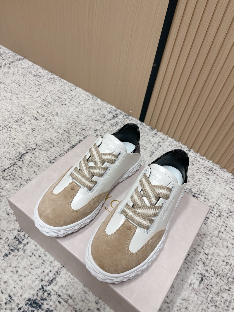 Женские кроссовки из кожи с рельефной подошвой Jimmy Choo