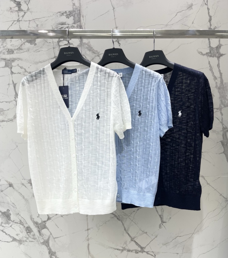 Кардиган Polo с коротким рукавом и вышивкой, V-образный вырез (S/M/L) Без бренда