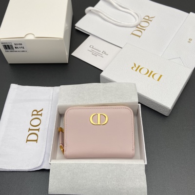 Кожаный кошелек Dior Jumbo с молнией розовый