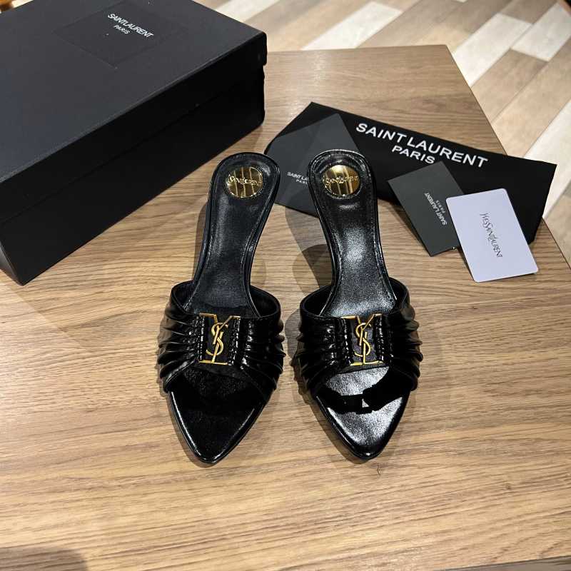 Мюли Saint Laurent черные с пряжкой YSL