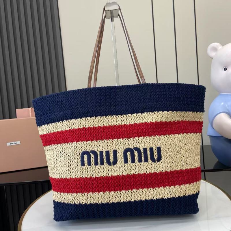 Плетеная сумка-тоут Miu Miu полосатая