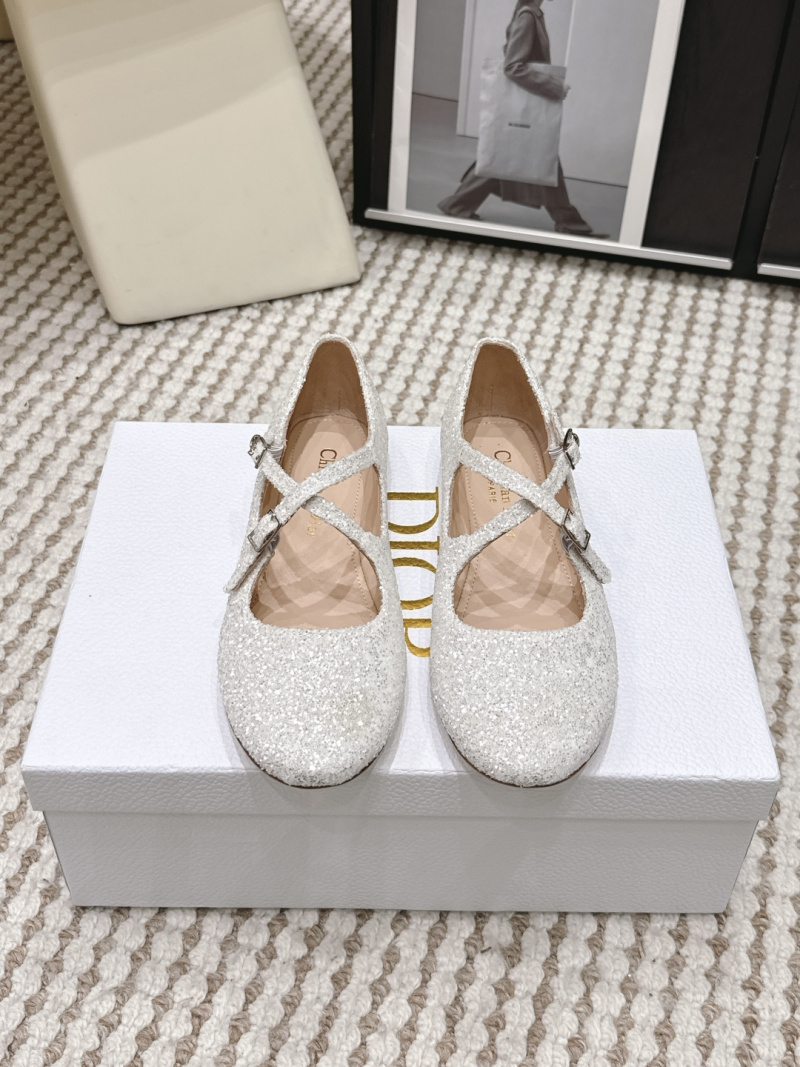 Женские балетки Dior с блестками и перекрестными ремешками