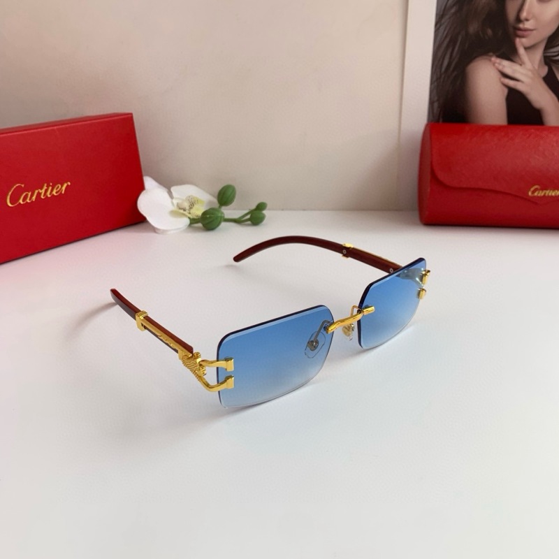 Солнцезащитные очки Cartier бескаркасные квадратные с синими линзами