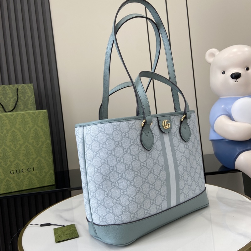 Сумка-тоут Gucci с монограммой и кожаными вставкам