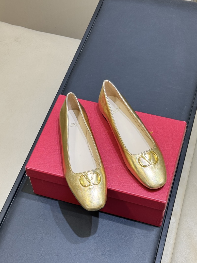 Золотые женские балетки Valentino VLOGO Signature Valentino Garavani