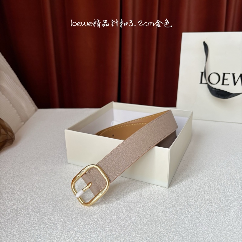 Ремень кожаный мужской с золотым прямым buckle Loewe