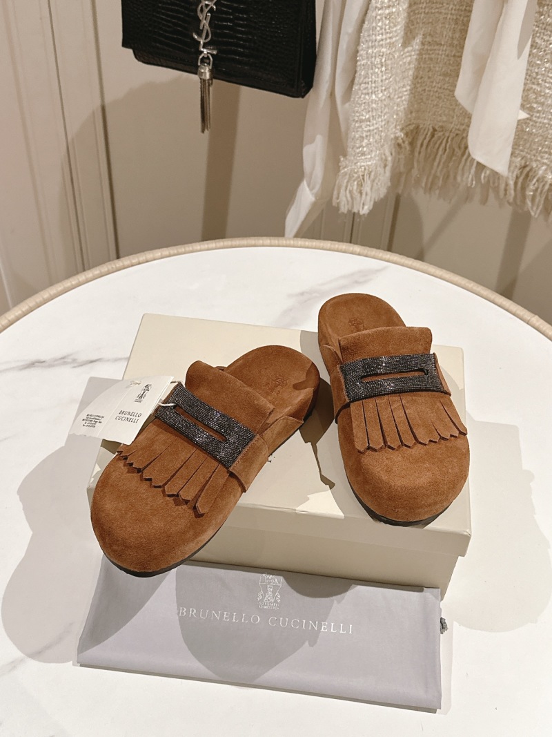 Женские кожаные мюли с бахромой Brunello Cucinelli