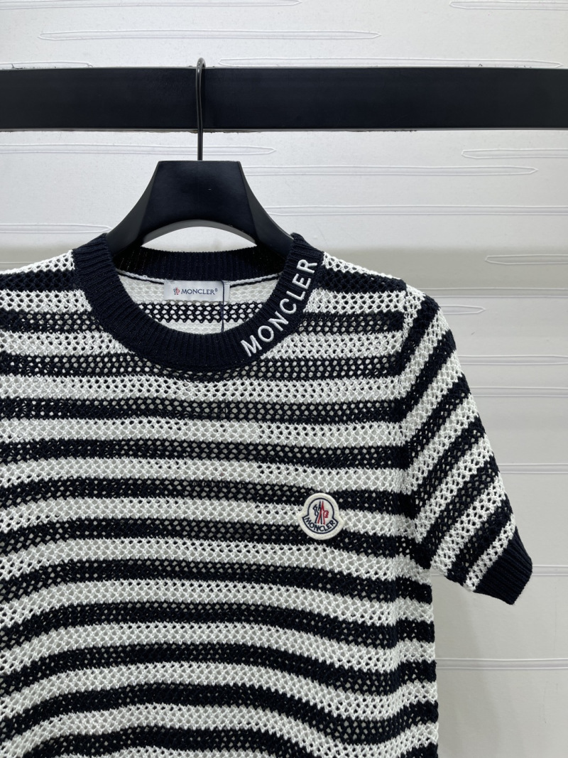 Вязаный джемпер с коротким рукавом и логотипом Moncler