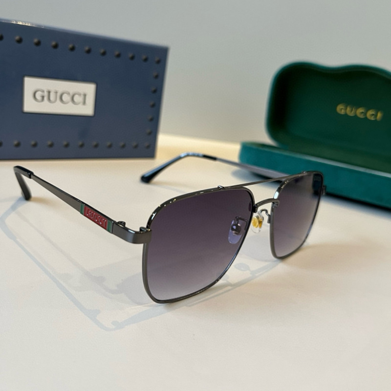 Солнечные очки металлические с двойной дужкой Gucci